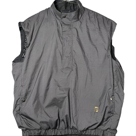 FootJoy Other - FootJoy DryJoys Mens Golf Rain Vest Large Gray Houndstooth Zip‎ Snap Lined